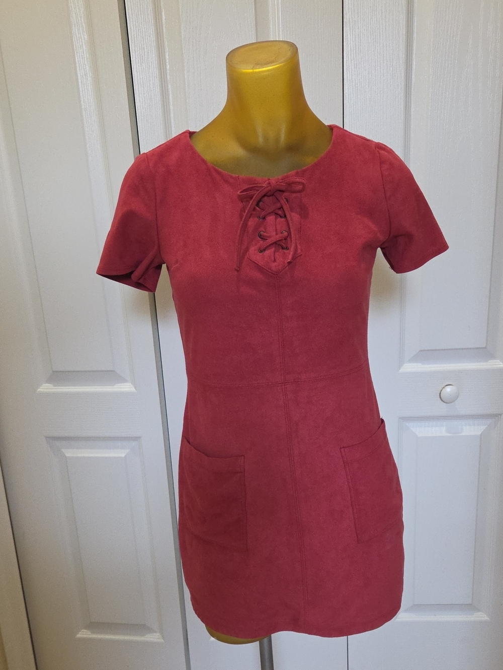 Hollister Lace-Up Pocket Mini Dress - Rose